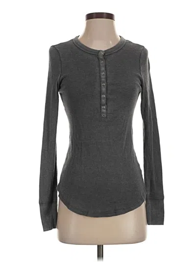 Pre-owned Aerie Long Sleeve Henley Shirt In Gray
