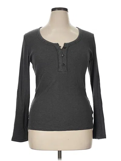 Pre-owned Aerie Long Sleeve Henley Shirt In Gray
