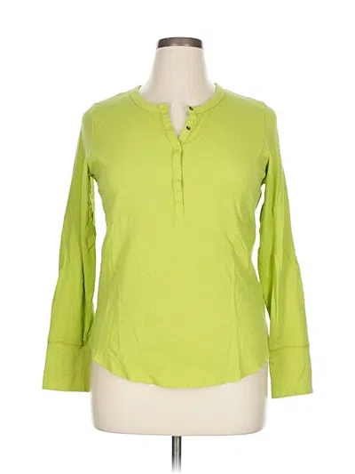 Pre-owned Aerie Long Sleeve Henley Shirt In Green