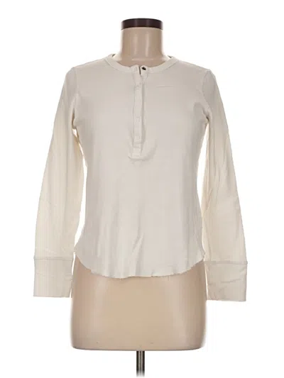 Pre-owned Aerie Long Sleeve Henley Shirt In Ivory