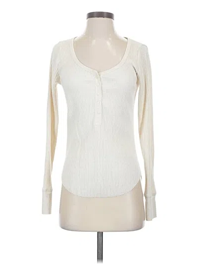 Pre-owned Aerie Long Sleeve Henley Shirt In Ivory