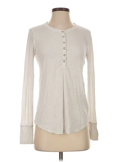 Pre-owned Aerie Long Sleeve Henley Shirt In Ivory