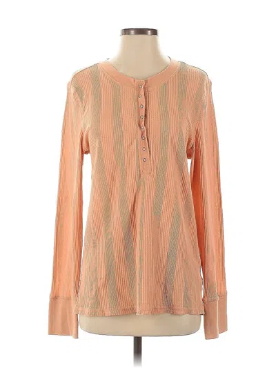 Pre-owned Aerie Long Sleeve Henley Shirt In Orange
