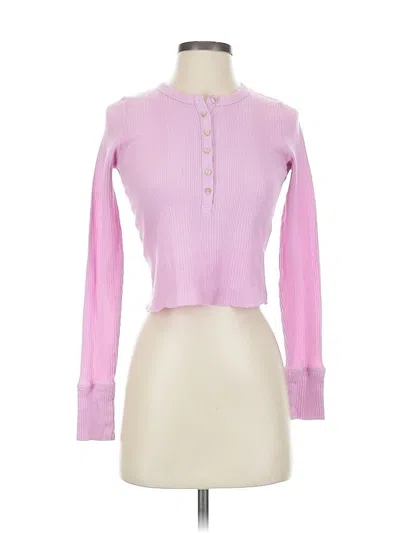 Pre-owned Aerie Long Sleeve Henley Shirt In Pink