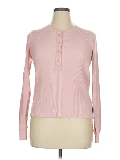 Pre-owned Aerie Long Sleeve Henley Shirt In Pink