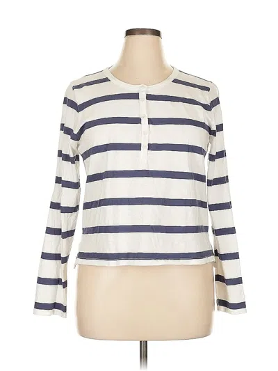 Pre-owned Aerie Long Sleeve Henley Shirt In White