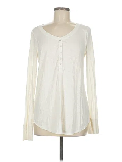 Pre-owned Aerie Long Sleeve Henley Shirt In White
