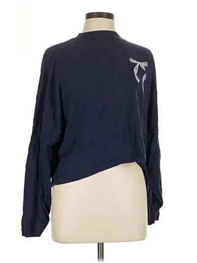 Pre-owned Aerie Long Sleeve Polo Shirt In Blue