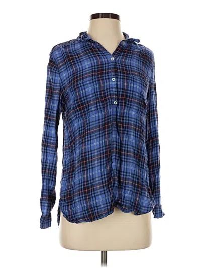 Pre-owned Aerie Long Sleeve Polo Shirt In Blue