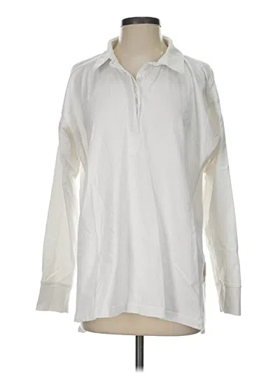 Pre-owned Aerie Long Sleeve Polo Shirt In Ivory