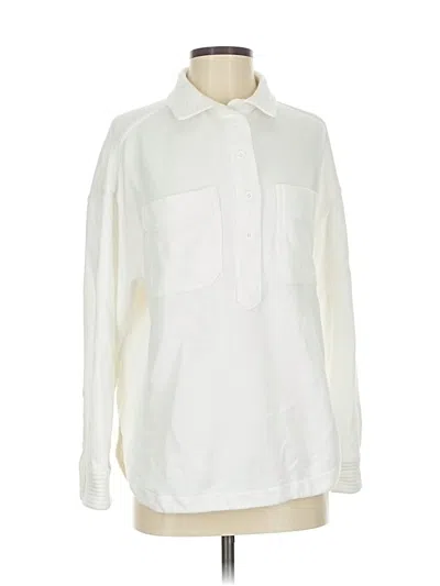 Pre-owned Aerie Long Sleeve Polo Shirt In Ivory