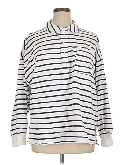 Pre-owned Aerie Long Sleeve Polo Shirt In Ivory