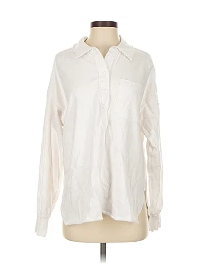 Pre-owned Aerie Long Sleeve Polo Shirt In White