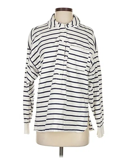 Pre-owned Aerie Long Sleeve Polo Shirt In White