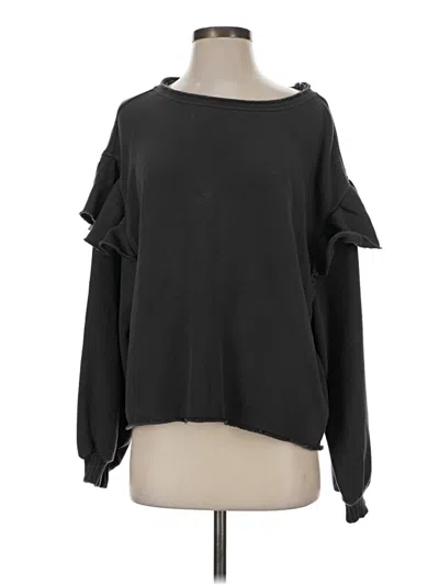 Pre-owned Aerie Long Sleeve Top Black Cold Shoulder Neckline Tops