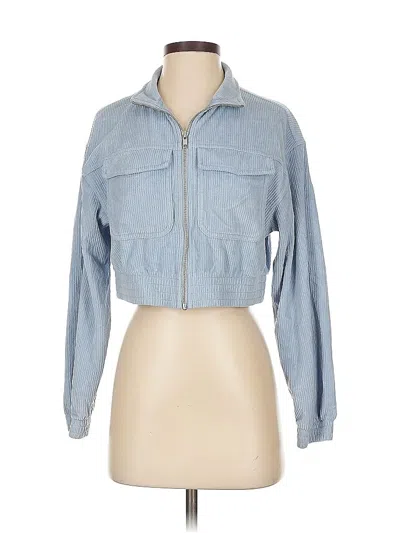 Pre-owned Aerie Long Sleeve Top Blue Collared Neckline Tops