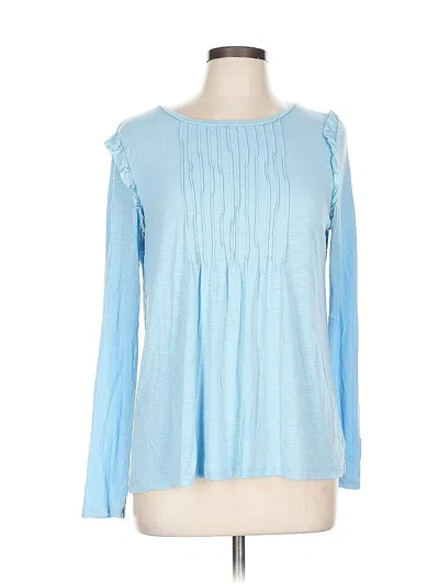 Pre-owned Aerie Long Sleeve Top Blue Ruffles Neckline Tops