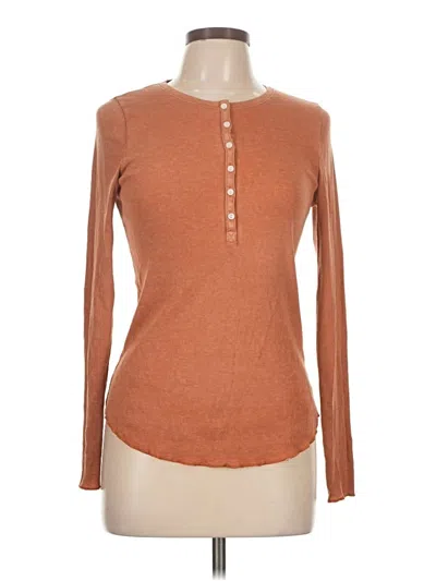 Pre-owned Aerie Long Sleeve Top Brown Crew Neck Tops
