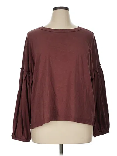 Pre-owned Aerie Long Sleeve Top Burgundy Boatneck Tops