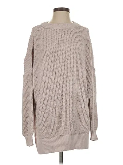 Pre-owned Aerie Long Sleeve Top Gray Boatneck Tops