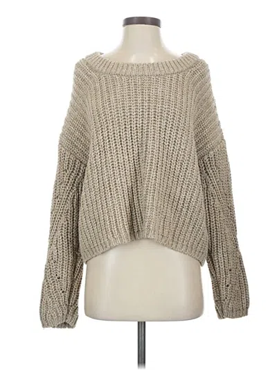 Pre-owned Aerie Long Sleeve Top Gray Boatneck Tops