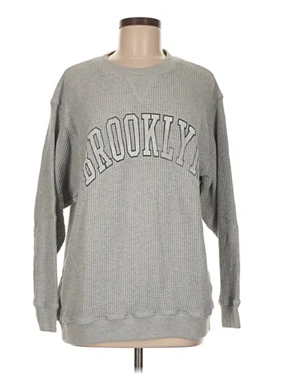 Pre-owned Aerie Long Sleeve Top Gray Crew Neck Tops