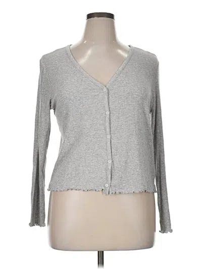Pre-owned Aerie Long Sleeve Top Gray Plunge Neckline Tops