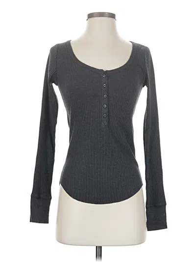 Pre-owned Aerie Long Sleeve Top Gray Scoop Neck Tops