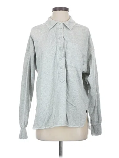 Pre-owned Aerie Long Sleeve Top Gray Tie Neck Tops