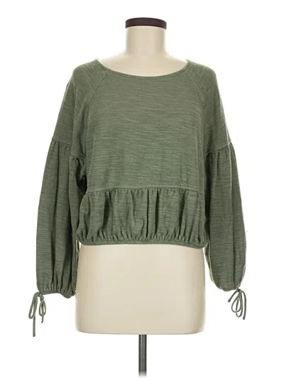 Pre-owned Aerie Long Sleeve Top Green Boatneck Tops