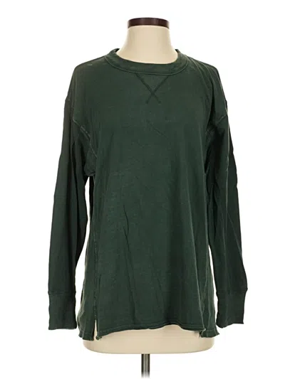 Pre-owned Aerie Long Sleeve Top Green Crew Neck Tops