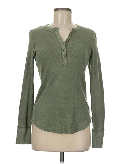 Pre-owned Aerie Long Sleeve Top Green Keyhole Neckline Tops