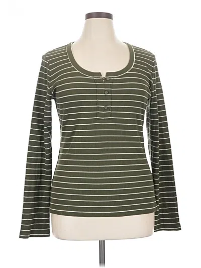 Pre-owned Aerie Long Sleeve Top Green Scoop Neck Tops