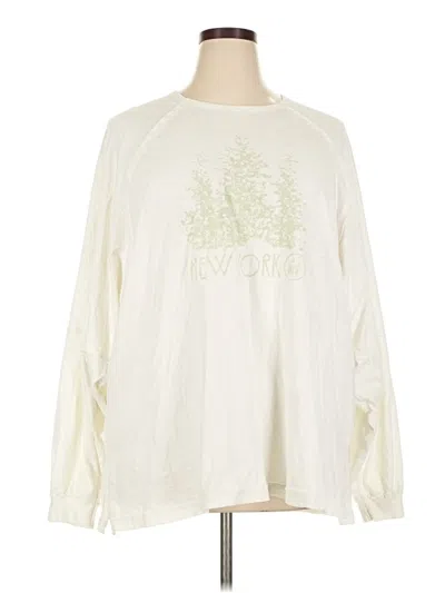 Pre-owned Aerie Long Sleeve Top Ivory Crew Neck Tops