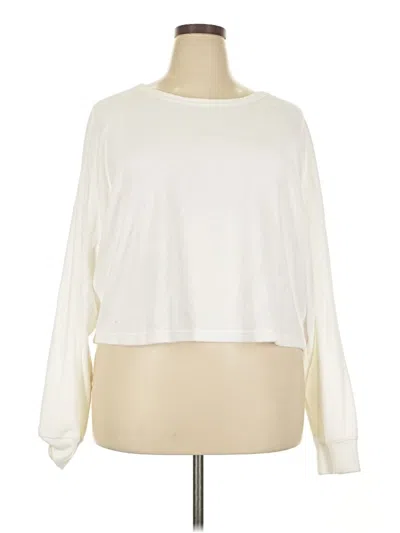 Pre-owned Aerie Long Sleeve Top Ivory Crew Neck Tops In White