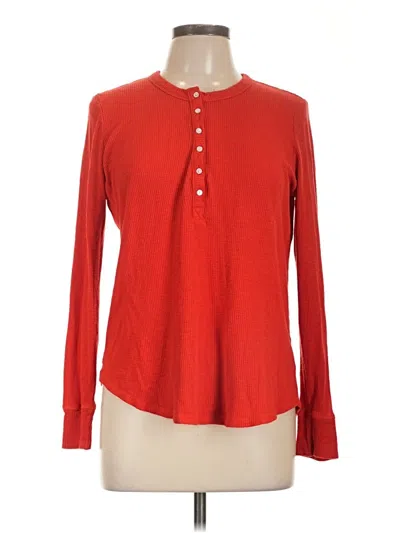 Pre-owned Aerie Long Sleeve Top Red Keyhole Neckline Tops