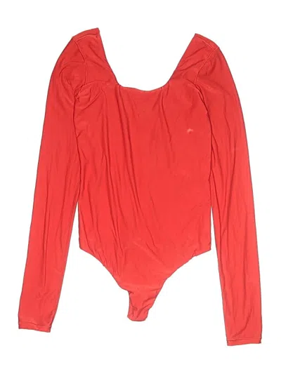Pre-owned Aerie Long Sleeve Top Red Plunge Neckline Tops