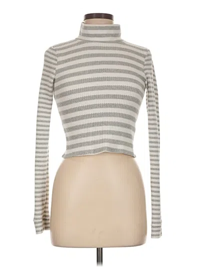 Pre-owned Aerie Long Sleeve Top Silver Turtleneck Tops