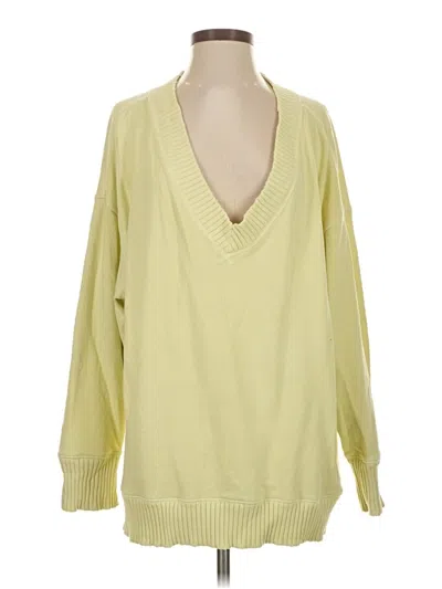 Pre-owned Aerie Long Sleeve Top Yellow V Neck Tops