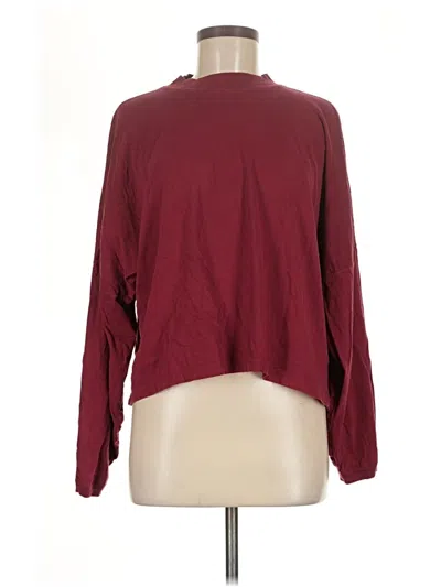 Pre-owned Aerie Long Sleeve T-shirt In Burgundy