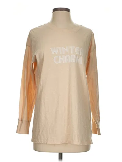 Pre-owned Aerie Long Sleeve T-shirt In Tan