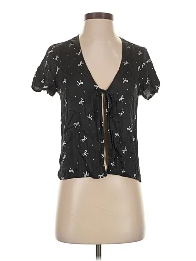 Pre-owned Aerie Short Sleeve Blouse In Black