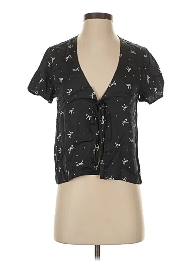 Pre-owned Aerie Short Sleeve Blouse In Black