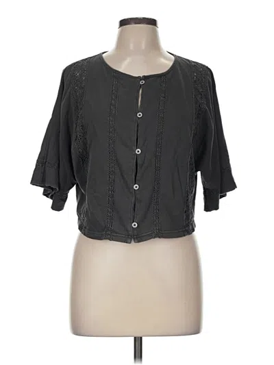 Pre-owned Aerie Short Sleeve Blouse In Black