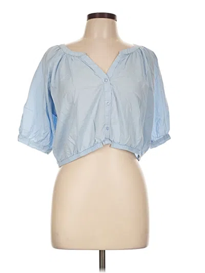 Pre-owned Aerie Short Sleeve Blouse In Blue