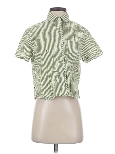 Pre-owned Aerie Short Sleeve Blouse In Green