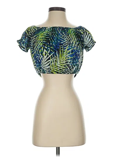 Pre-owned Aerie Short Sleeve Blouse In Green