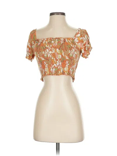 Pre-owned Aerie Short Sleeve Blouse In Orange
