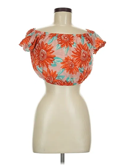 Pre-owned Aerie Short Sleeve Blouse In Orange