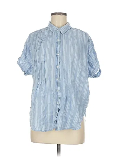Pre-owned Aerie Short Sleeve Button Down Shirt In Blue